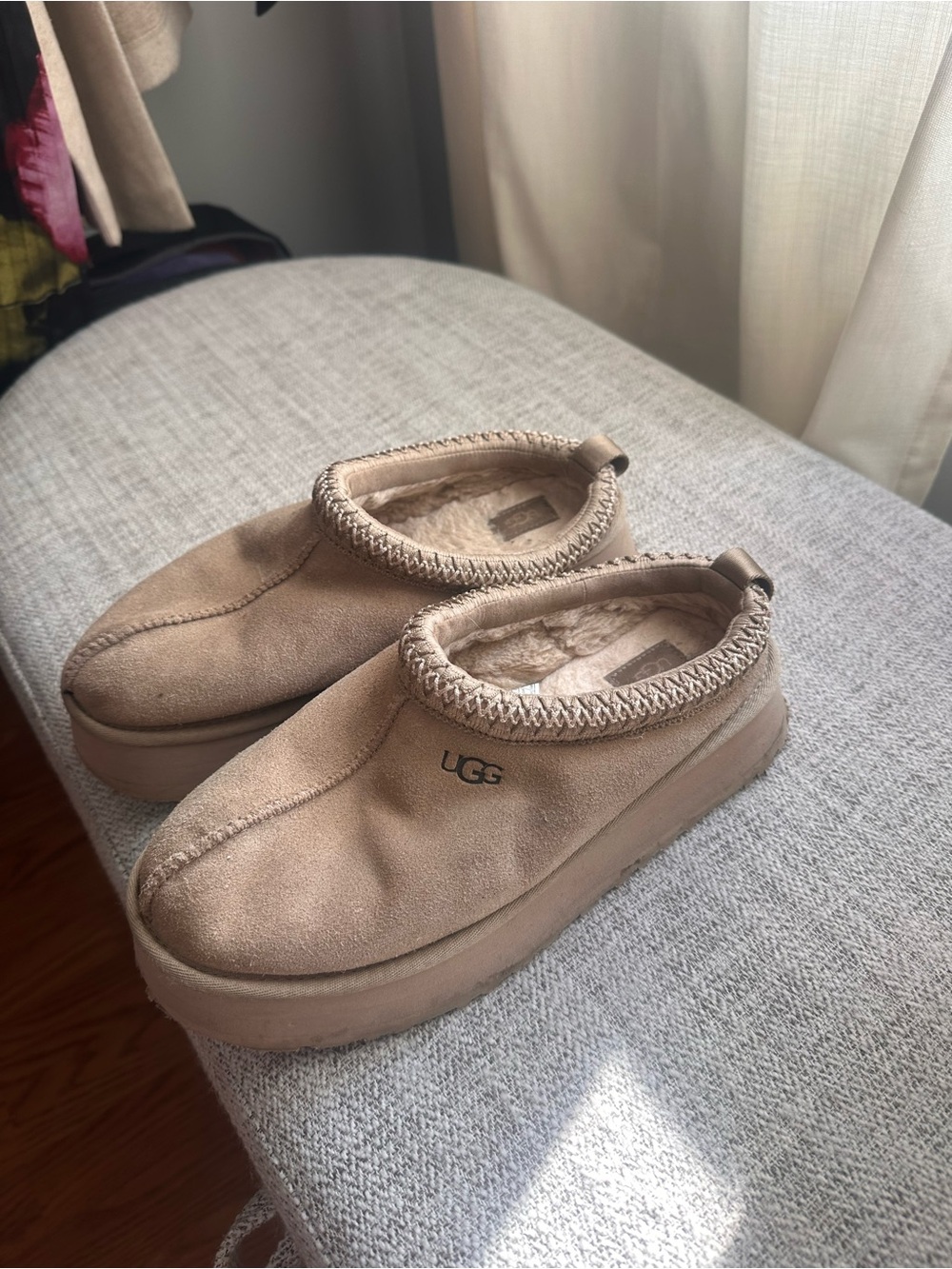 UGG White Shearling Label Close-Up